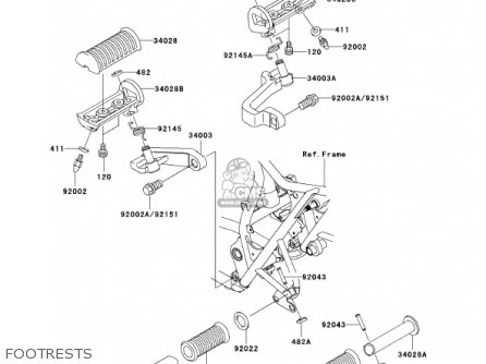 FOOTRESTS - EJ650A3 W650 2001 USA CALIFORNIA CANADA
