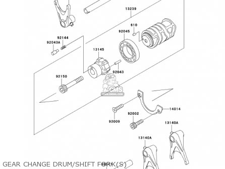 GEAR CHANGE DRUM/SHIFT FORK(S) - EJ650A3 W650 2001 USA CALIFORNIA CANADA