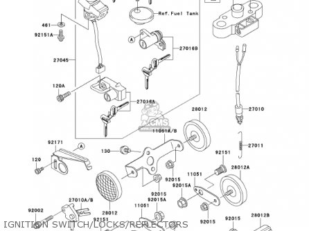 IGNITION SWITCH/LOCKS/REFLECTORS - EJ650A3 W650 2001 USA CALIFORNIA CANADA