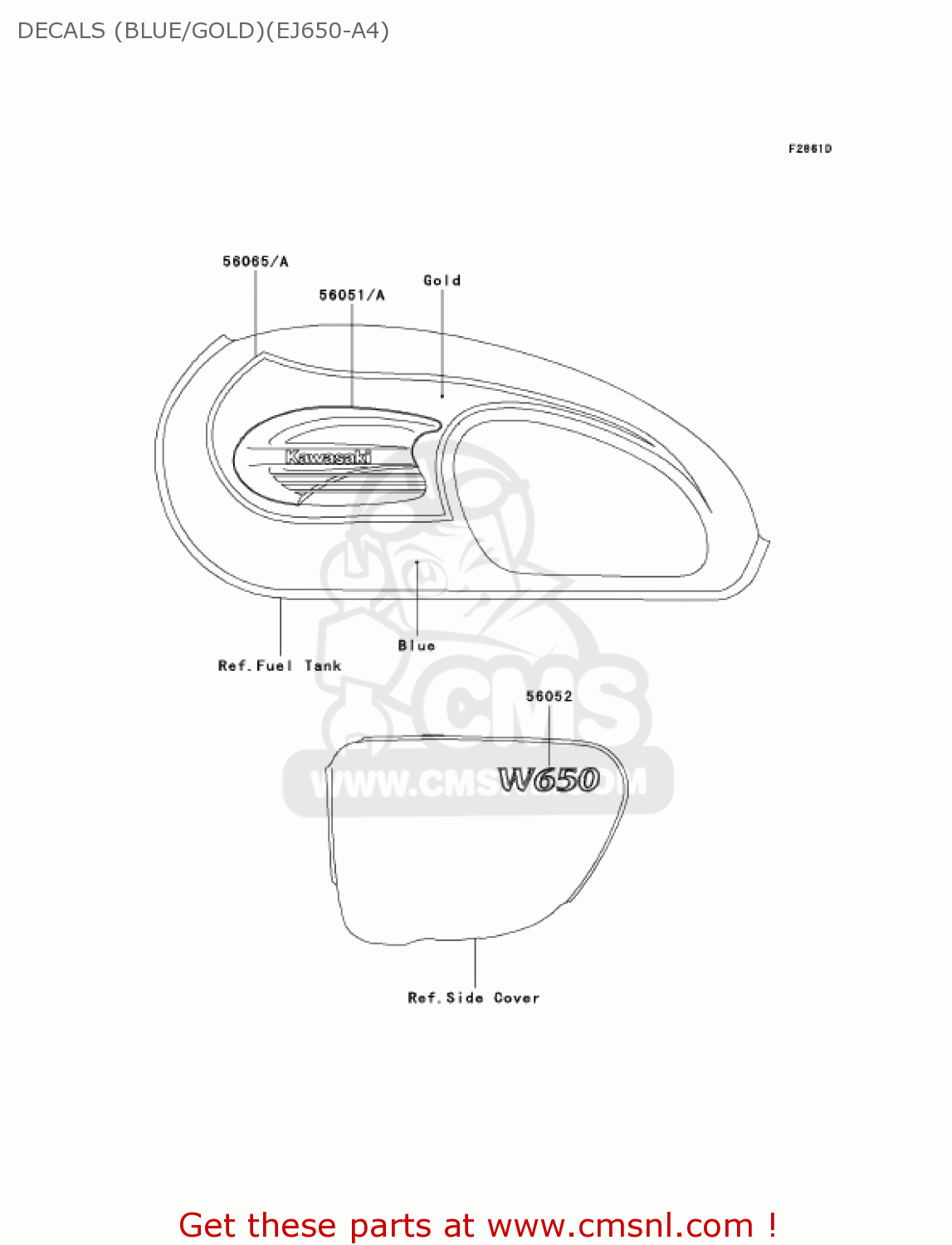 DECALS (BLUE/GOLD)(EJ650-A4) EJ650A4 W650 2002 CANADA