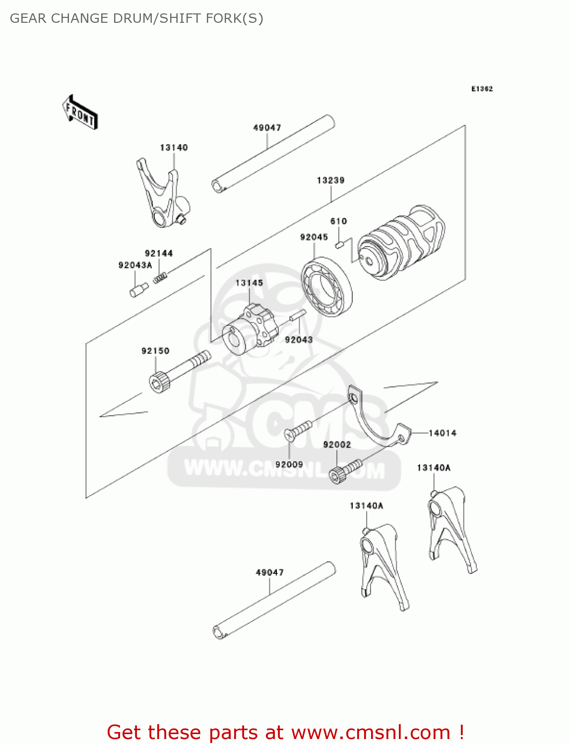GEAR CHANGE DRUM/SHIFT FORK(S) EJ650A4 W650 2002 CANADA
