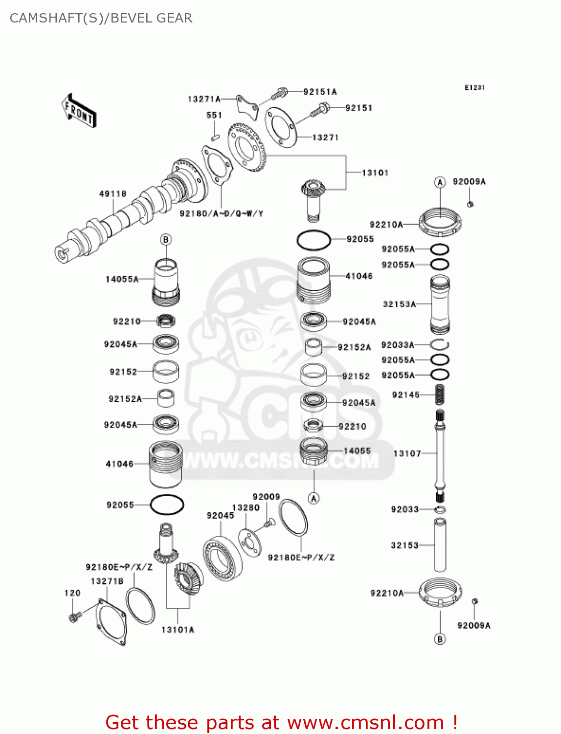 CAMSHAFT(S)/BEVEL GEAR EJ650A4 W650 2002 CANADA