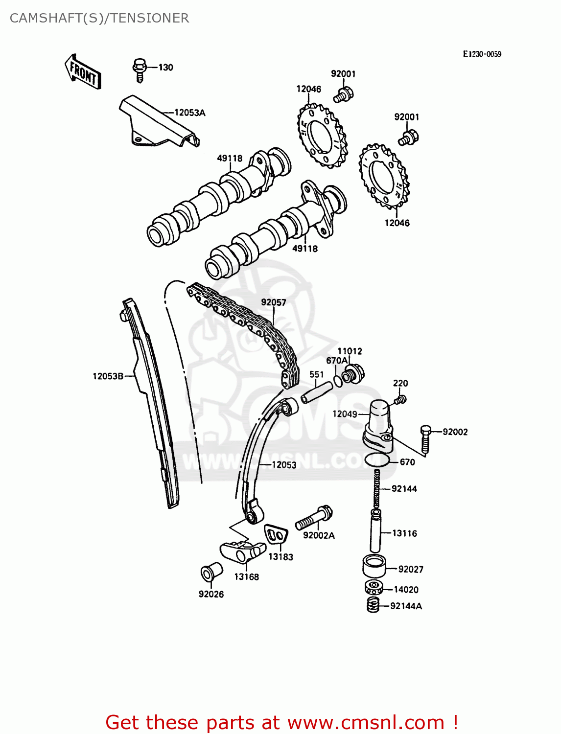 CAMSHAFT(S)/TENSIONER EL250B2 ELIMINATOR 1988 FG