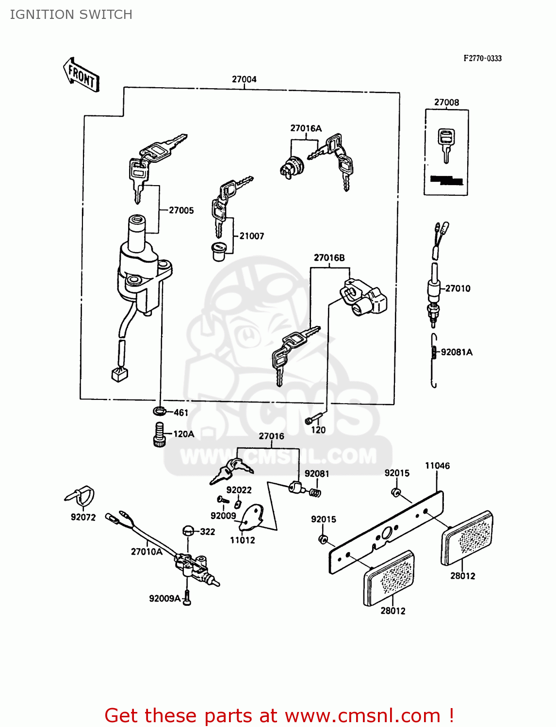 IGNITION SWITCH EL250B2 ELIMINATOR 1988 FG