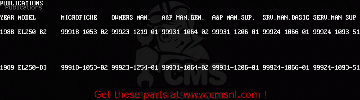 Publications EL250B2 ELIMINATOR 1988 FG