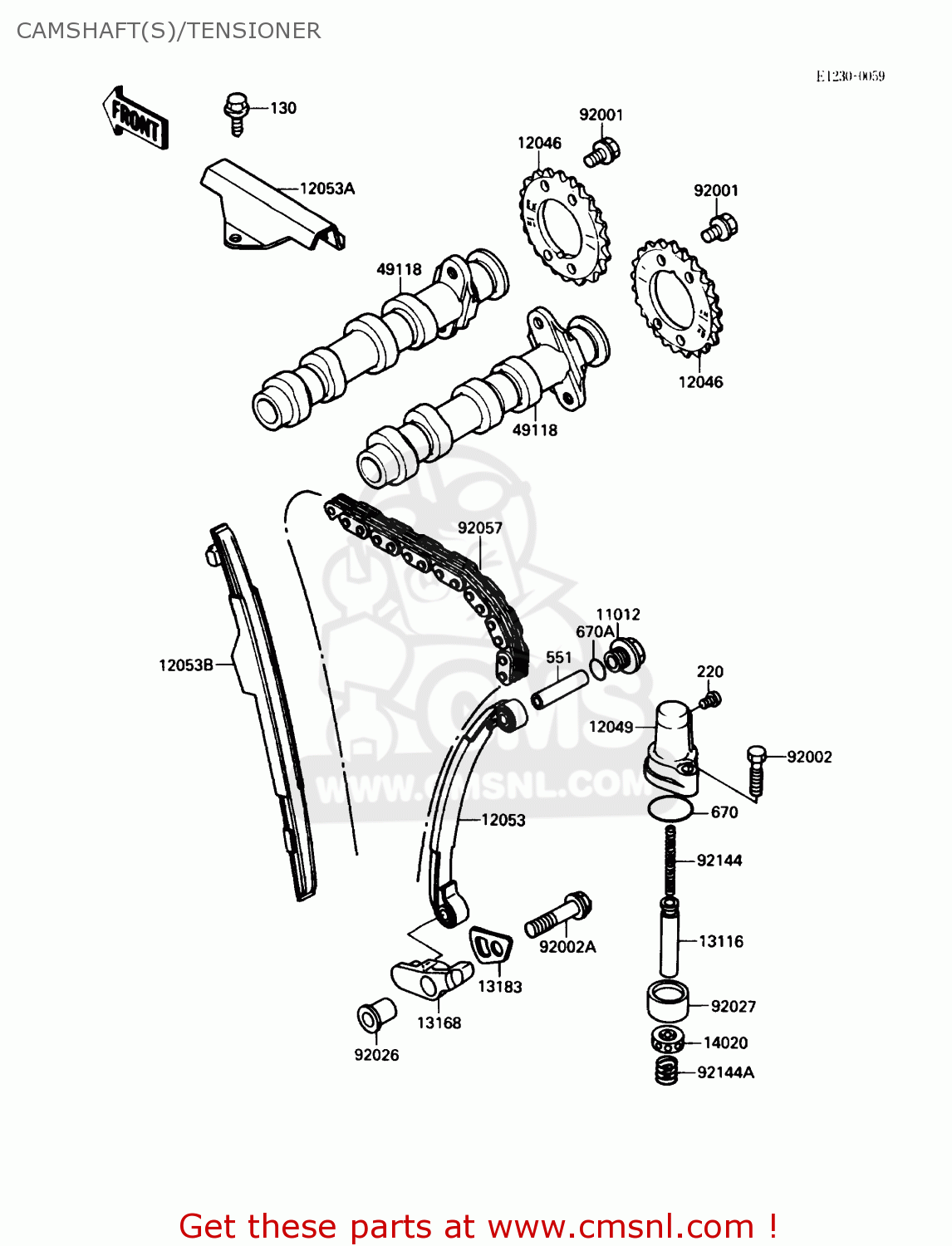 CAMSHAFT(S)/TENSIONER EL250B2 ELIMINATOR 1988 USA CALIFORNIA