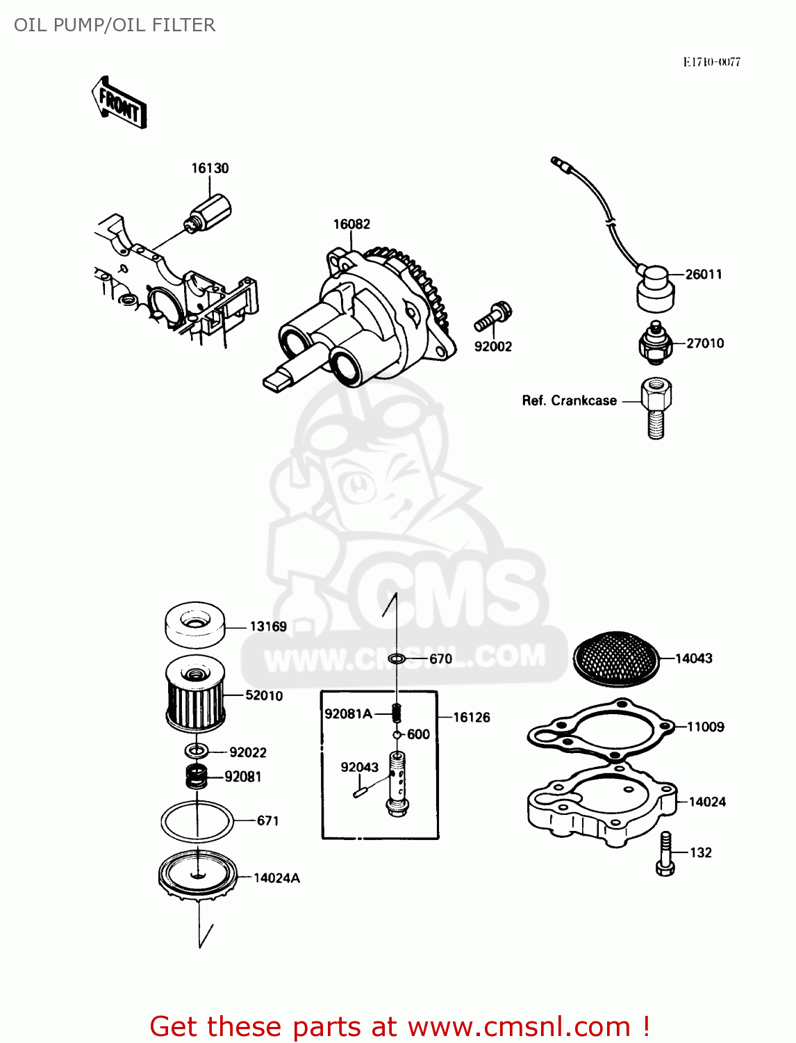 OIL PUMP/OIL FILTER EL250B2 ELIMINATOR 1988 USA CALIFORNIA