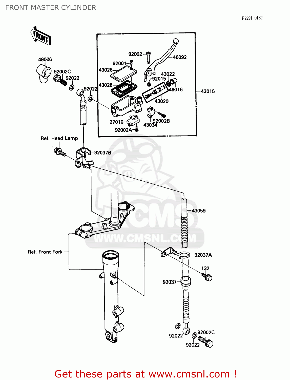 FRONT MASTER CYLINDER EL250B2 ELIMINATOR 1988 USA CALIFORNIA