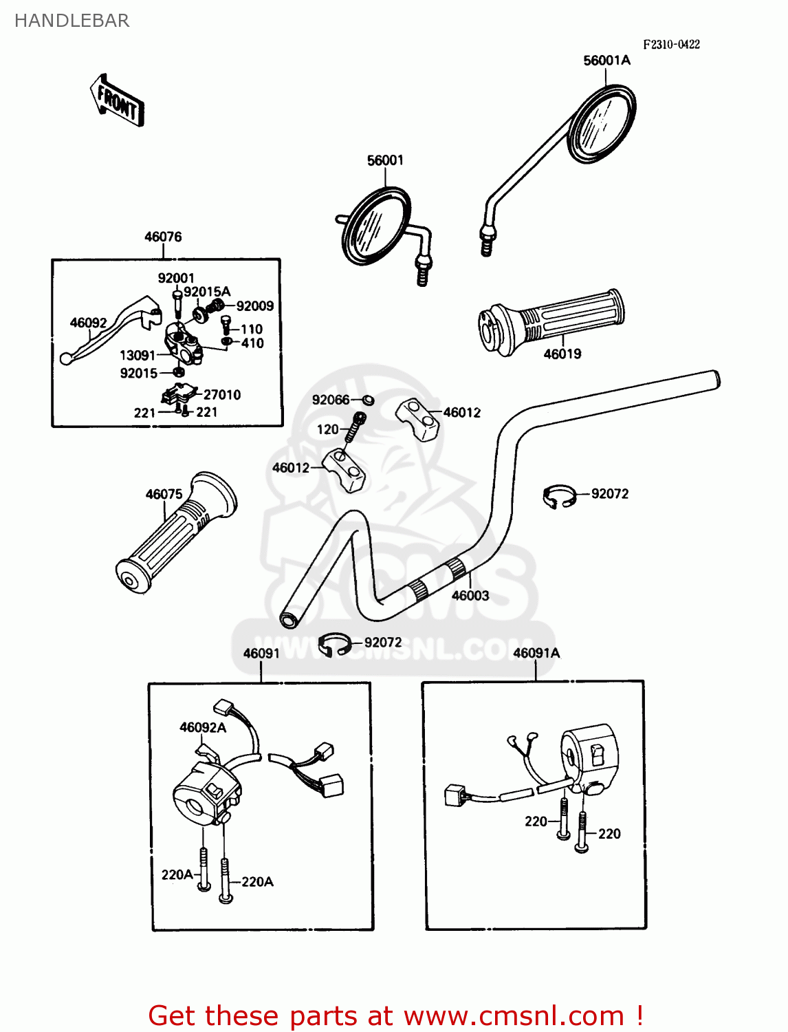 HANDLEBAR EL250B2 ELIMINATOR 1988 USA CALIFORNIA