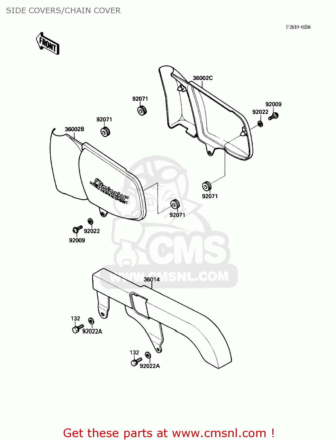 SIDE COVERS/CHAIN COVER EL250B2 ELIMINATOR 1988 USA CALIFORNIA