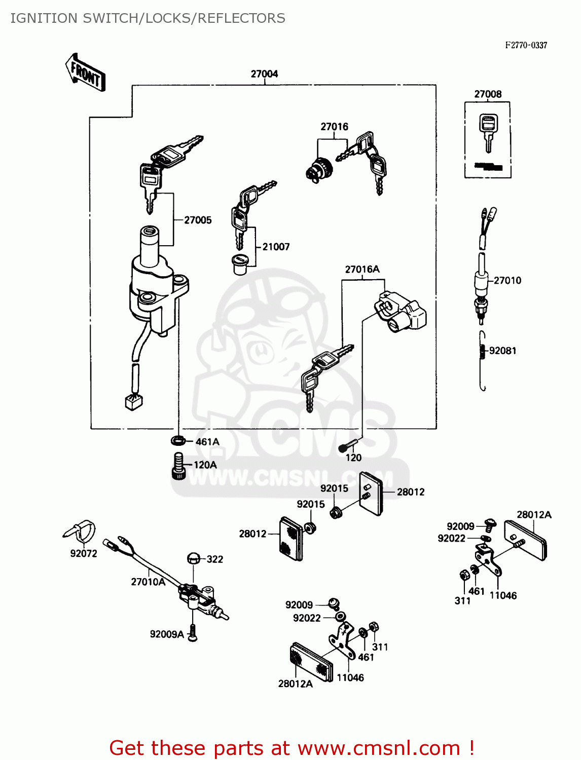 IGNITION SWITCH/LOCKS/REFLECTORS EL250B2 ELIMINATOR 1988 USA CALIFORNIA