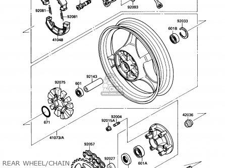 REAR WHEEL/CHAIN - EL250B2 ELIMINATOR 1988 USA CALIFORNIA