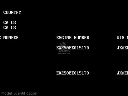 Model Identification - EL250B2 ELIMINATOR 1988 USA CALIFORNIA