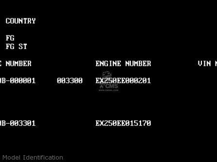 Model Identification - EL250B3 ELIMINATOR 1989 SWITZERLAND FG