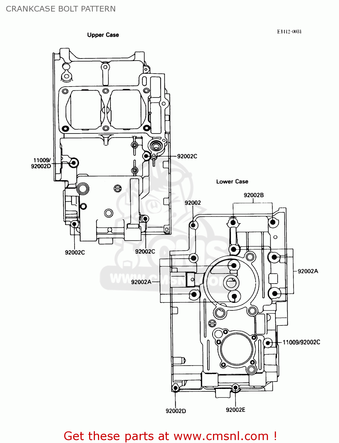 CRANKCASE BOLT PATTERN EL250B3 ELIMINATOR 1989 USA CALIFORNIA