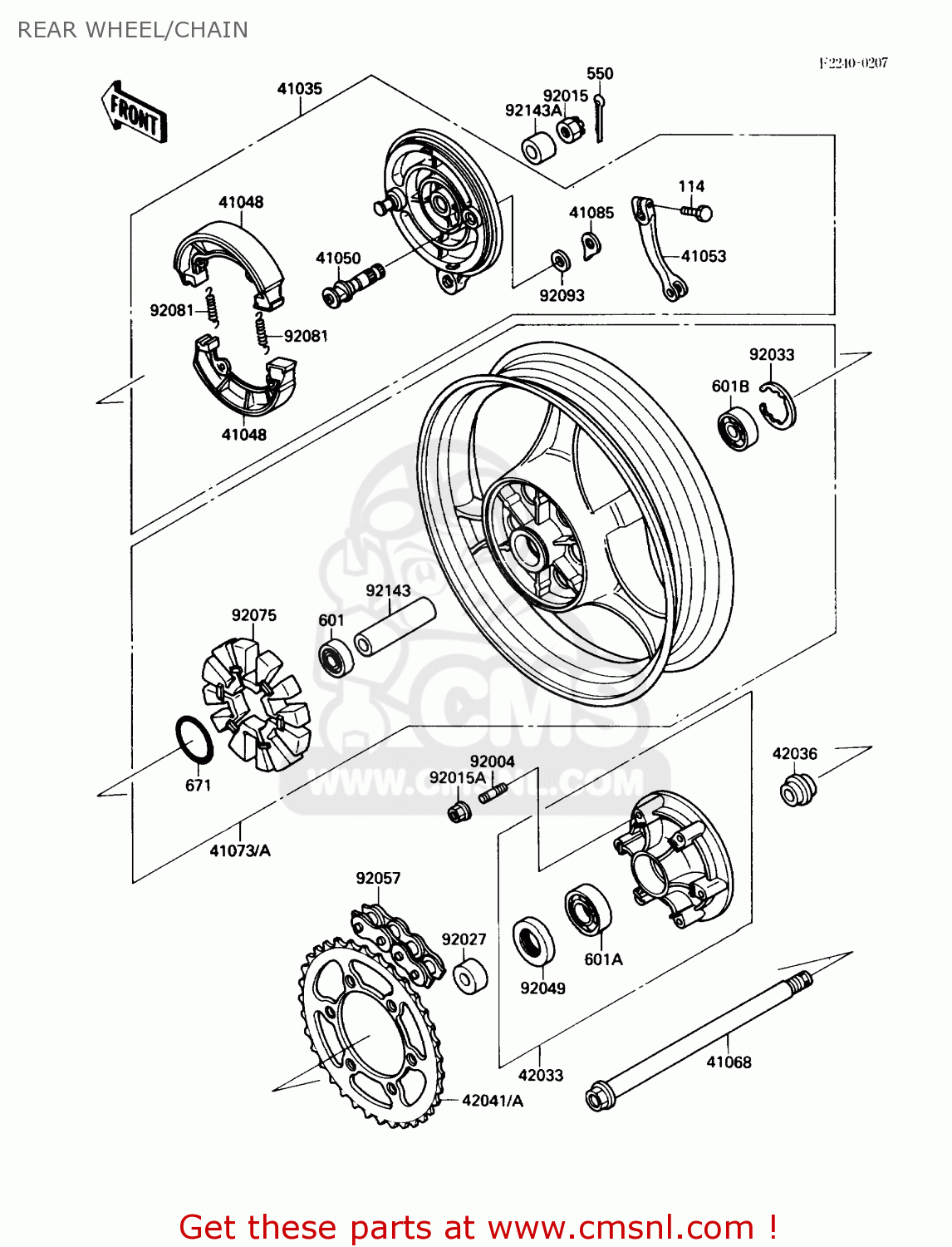 REAR WHEEL/CHAIN EL250B3 ELIMINATOR 1989 USA CALIFORNIA
