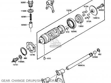 GEAR CHANGE DRUM/SHIFT FORK(S) - EL250B3 ELIMINATOR 1989 USA CALIFORNIA