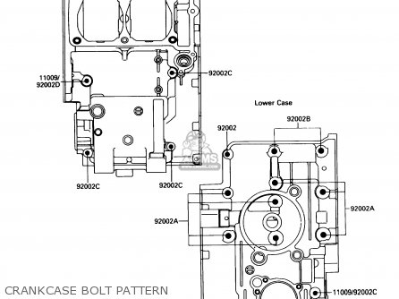 CRANKCASE BOLT PATTERN - EL250B3 ELIMINATOR 1989 USA CALIFORNIA