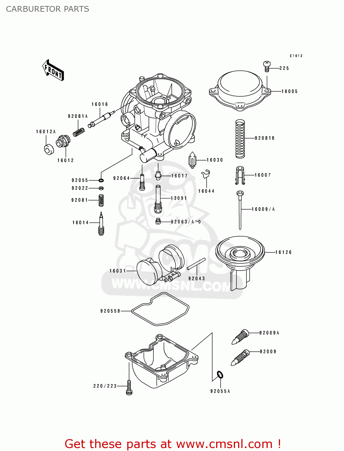 CARBURETOR PARTS EL250D1 ELIMINATOR 1990 FG