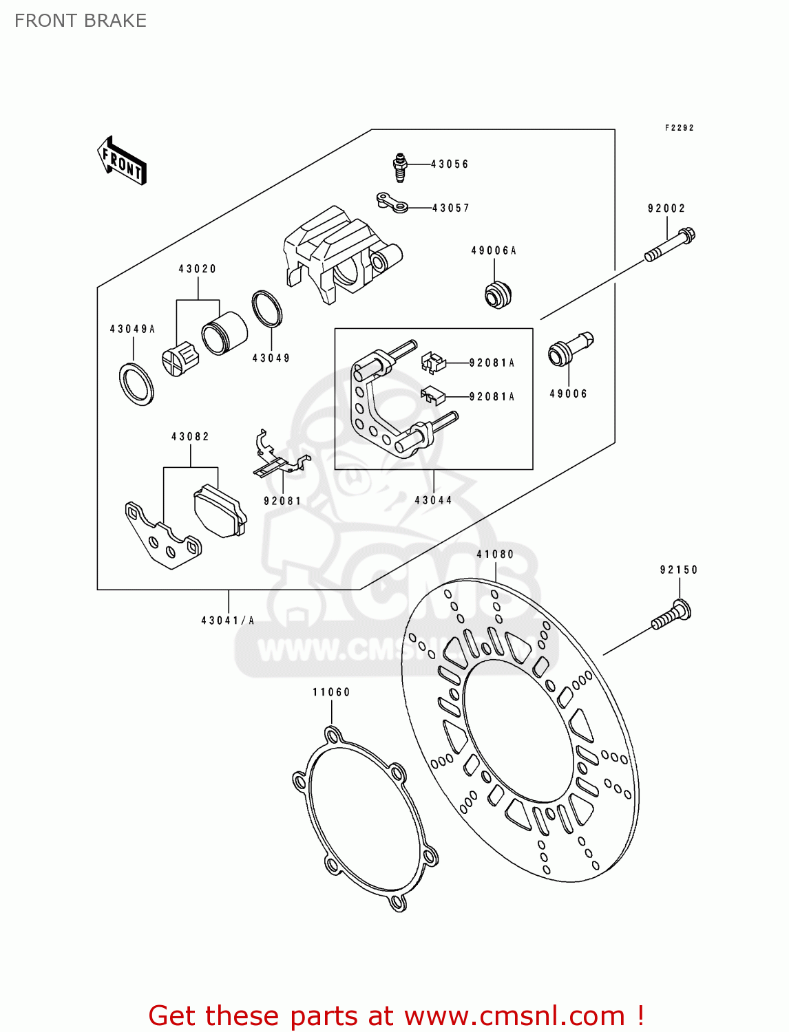 FRONT BRAKE EL250D1 ELIMINATOR 1990 FG