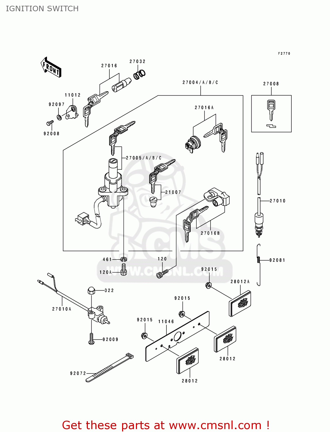 IGNITION SWITCH EL250D1 ELIMINATOR 1990 FG