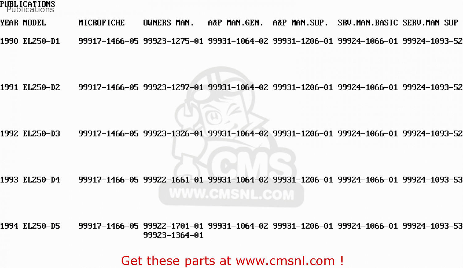 Publications EL250D1 ELIMINATOR 1990 FG