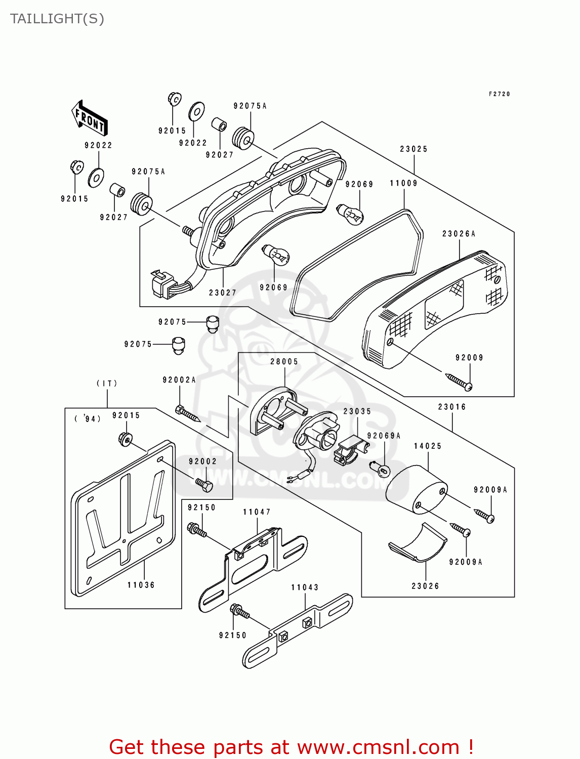 TAILLIGHT(S) EL250D5 ELIMINATOR 1994 UNITED KINGDOM NL FG GR IT SD