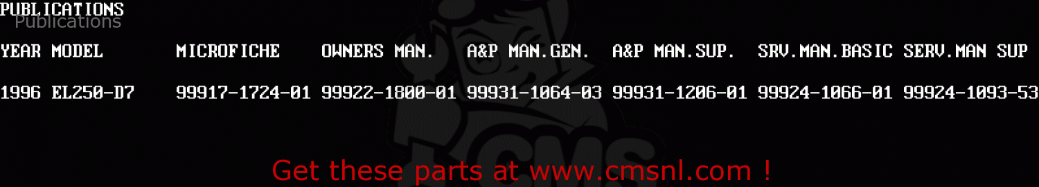 Publications EL250D7 ELIMINATOR 1996 EUROPE GR