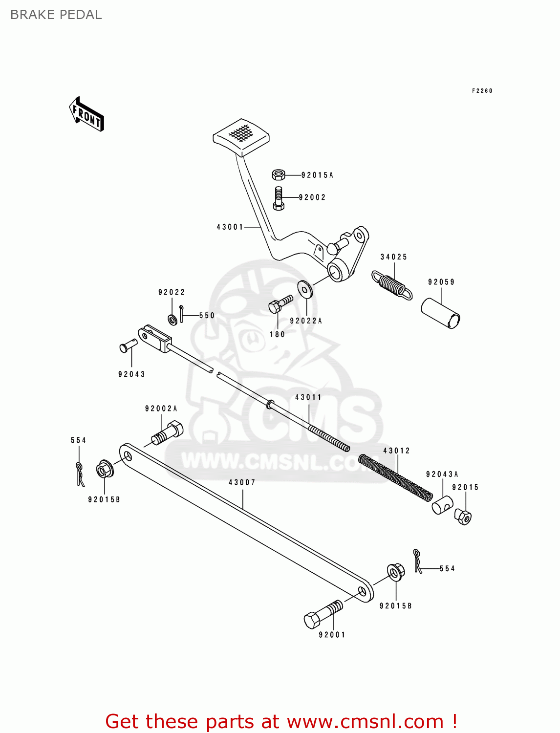BRAKE PEDAL EL250E1 ELIMINATOR 1991 EUROPE FR IT