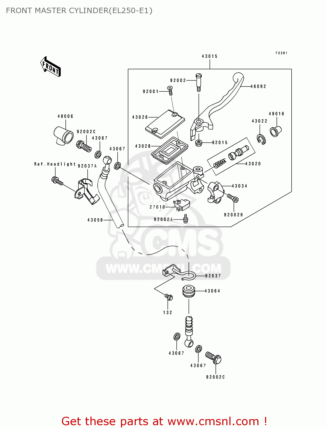 FRONT MASTER CYLINDER(EL250-E1) EL250E1 ELIMINATOR 1991 USA CALIFORNIA CANADA
