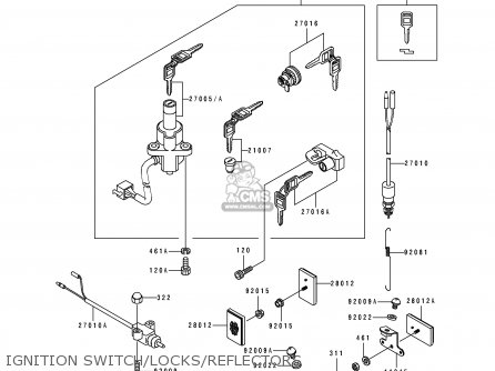 IGNITION SWITCH/LOCKS/REFLECTORS - EL250E2 ELIMINATOR 1992 CANADA
