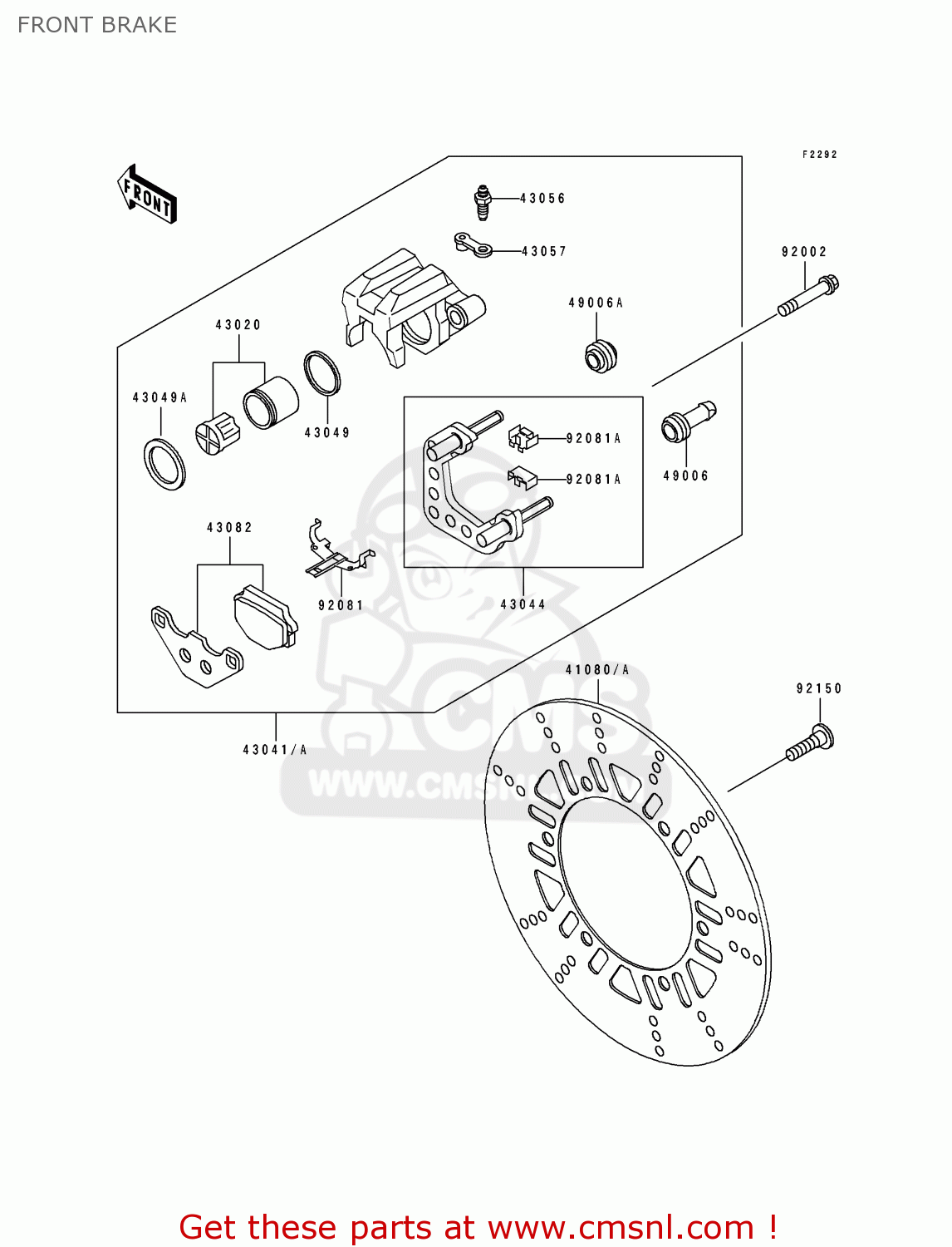 FRONT BRAKE EL250E2 ELIMINATOR 1992 EUROPE FR FG IT