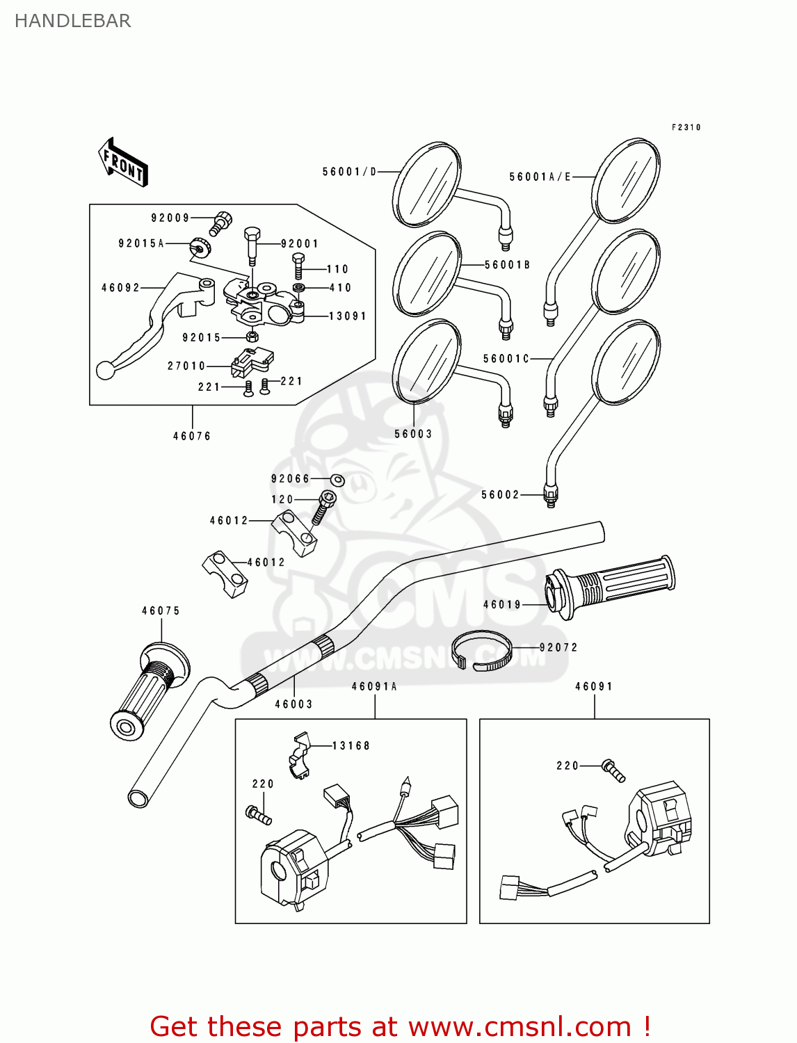 HANDLEBAR EL250E2 ELIMINATOR 1992 EUROPE FR FG IT