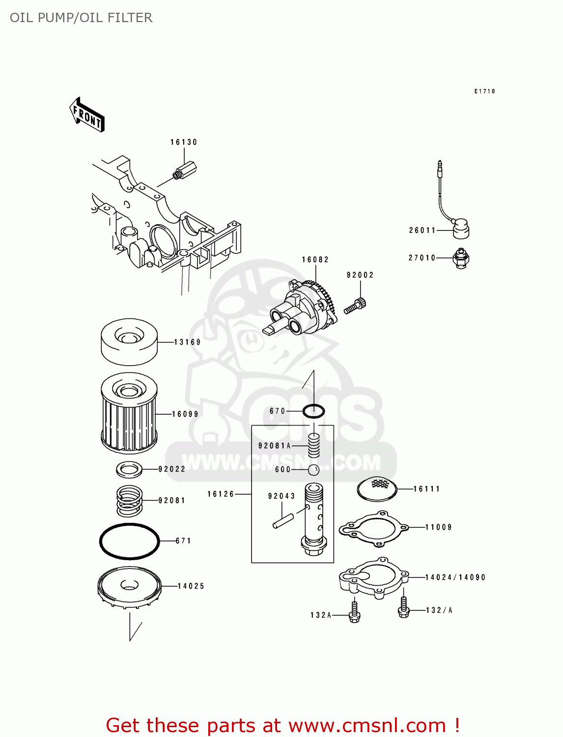 OIL PUMP/OIL FILTER EL250E3 ELIMINATOR 1993 CANADA