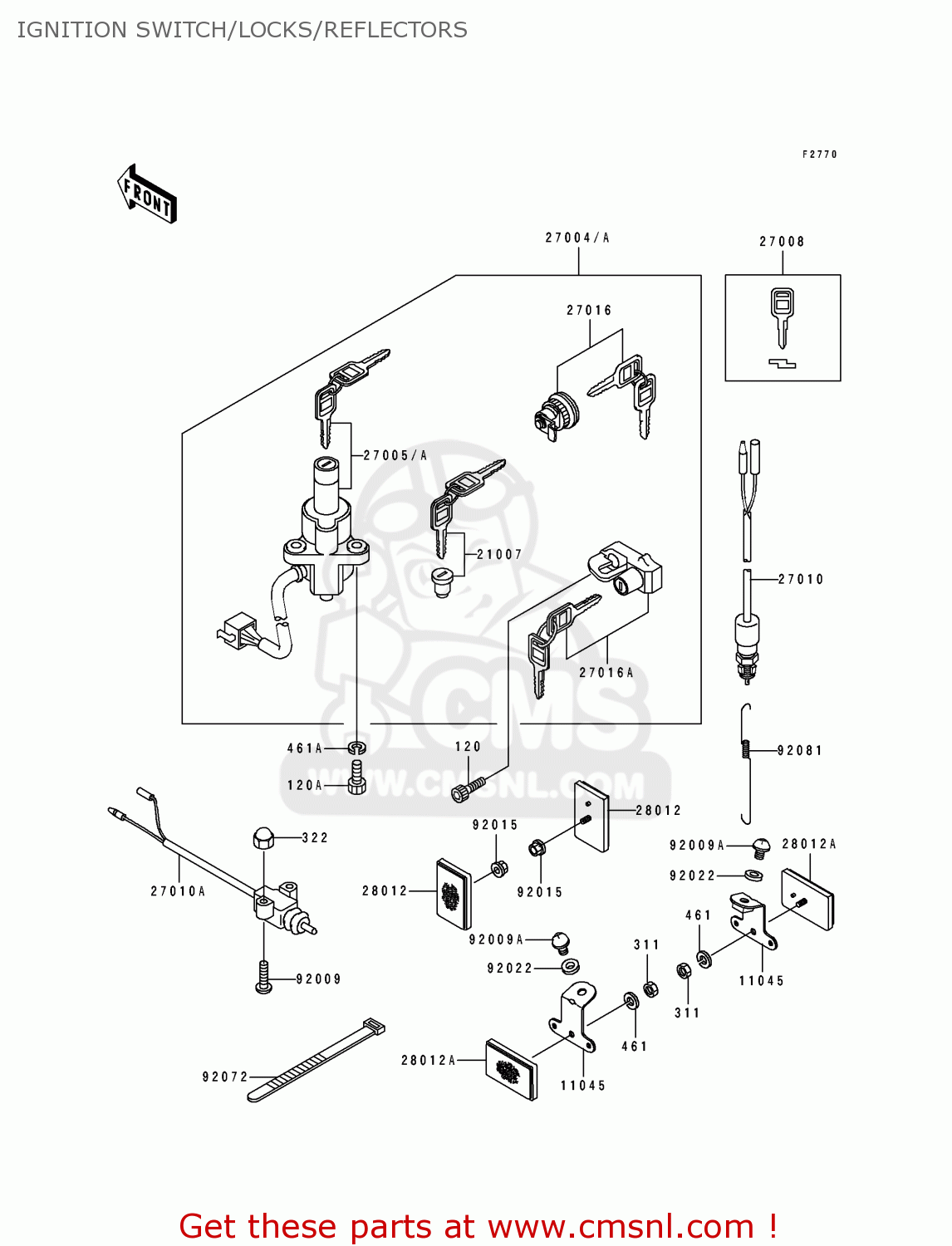 IGNITION SWITCH/LOCKS/REFLECTORS EL250E3 ELIMINATOR 1993 CANADA