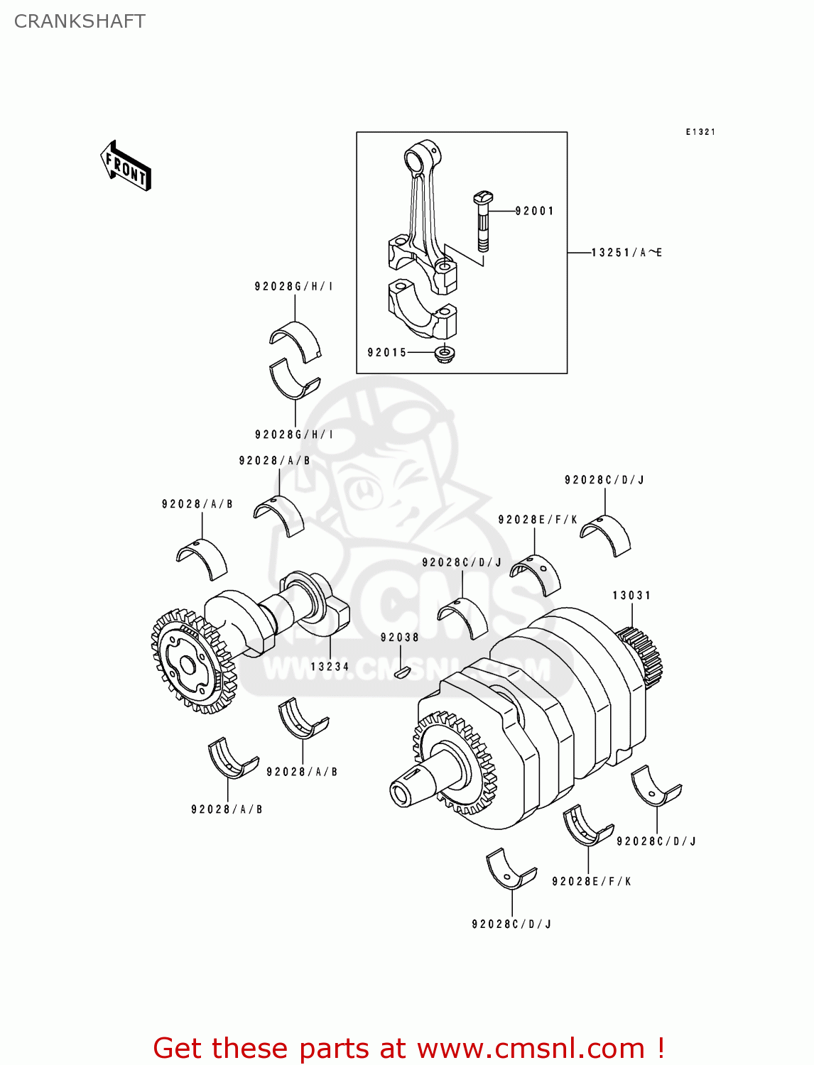 CRANKSHAFT EL250E3 ELIMINATOR 1993 NETHERLANDS FG