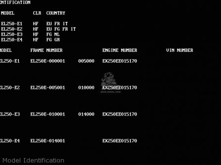 Model Identification - EL250E3 ELIMINATOR 1993 NETHERLANDS FG