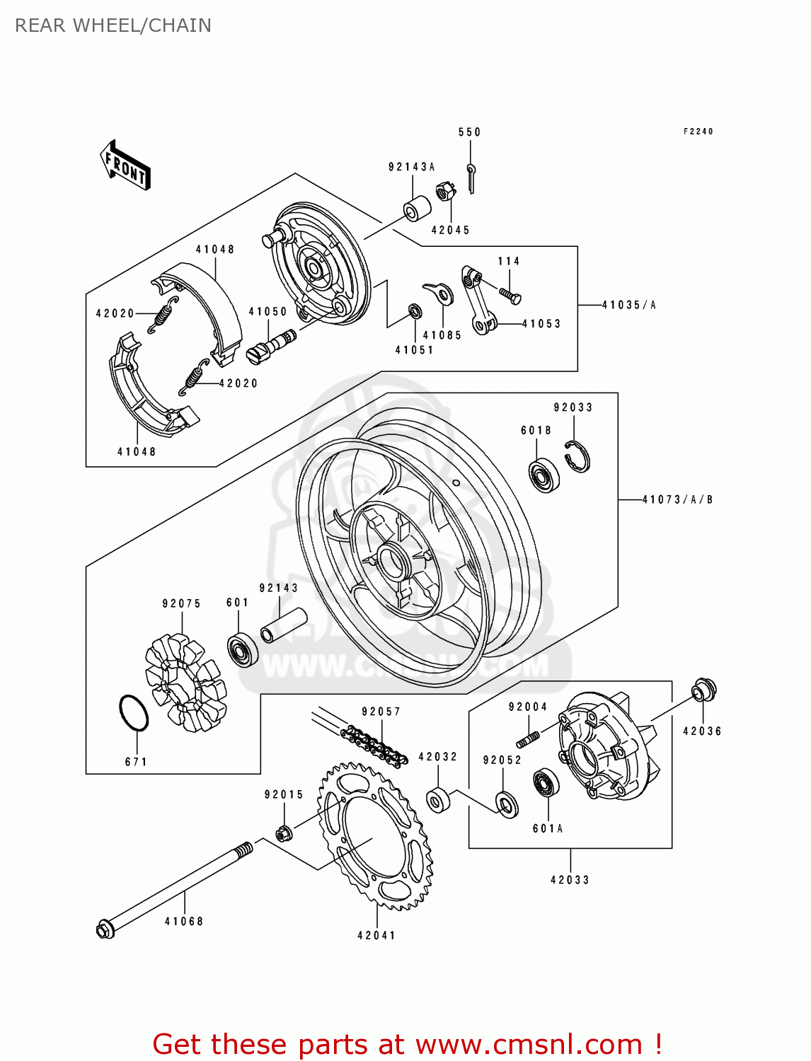 REAR WHEEL/CHAIN EL250E4 ELIMINATOR 1994 CANADA