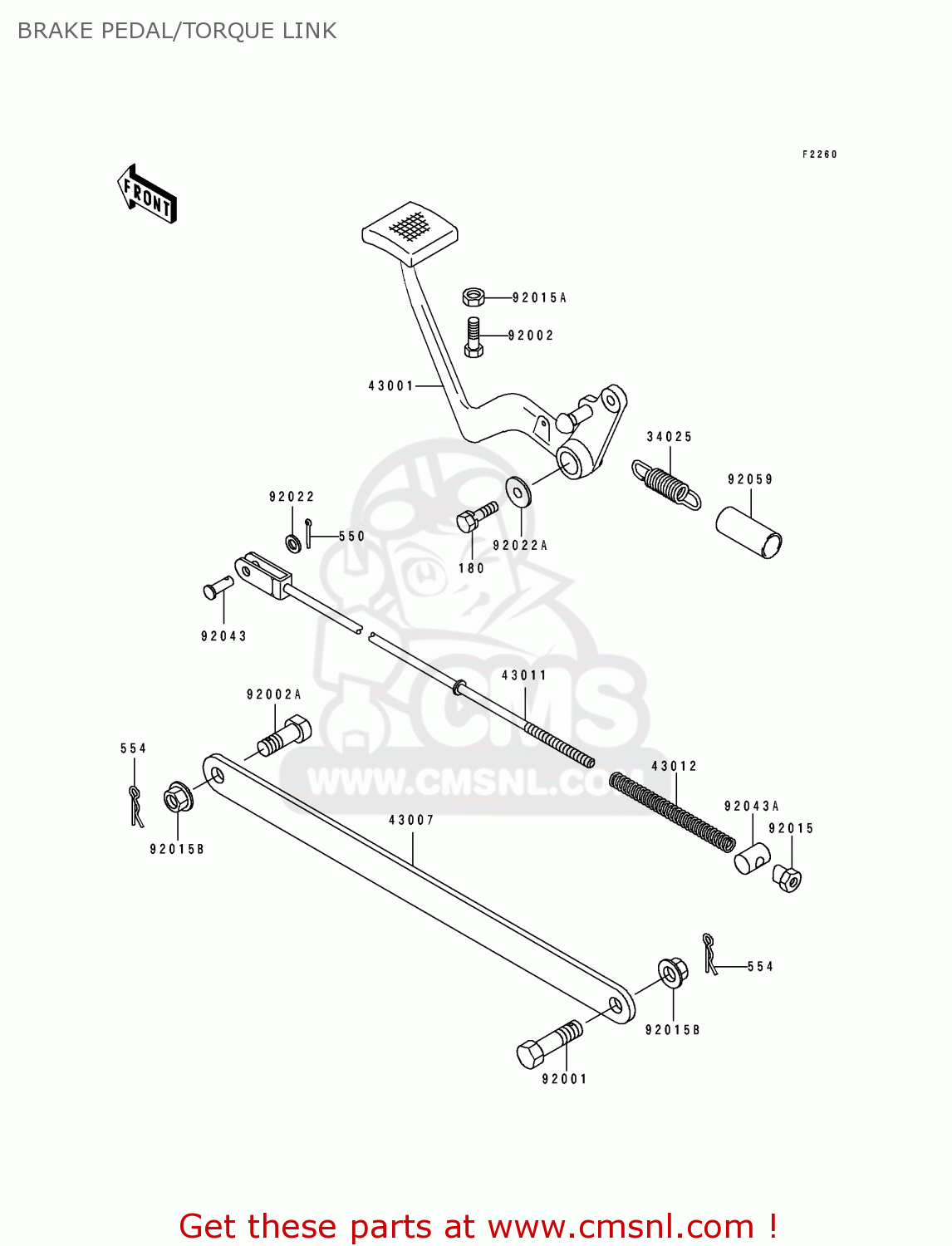 BRAKE PEDAL/TORQUE LINK EL250E4 ELIMINATOR 1994 CANADA