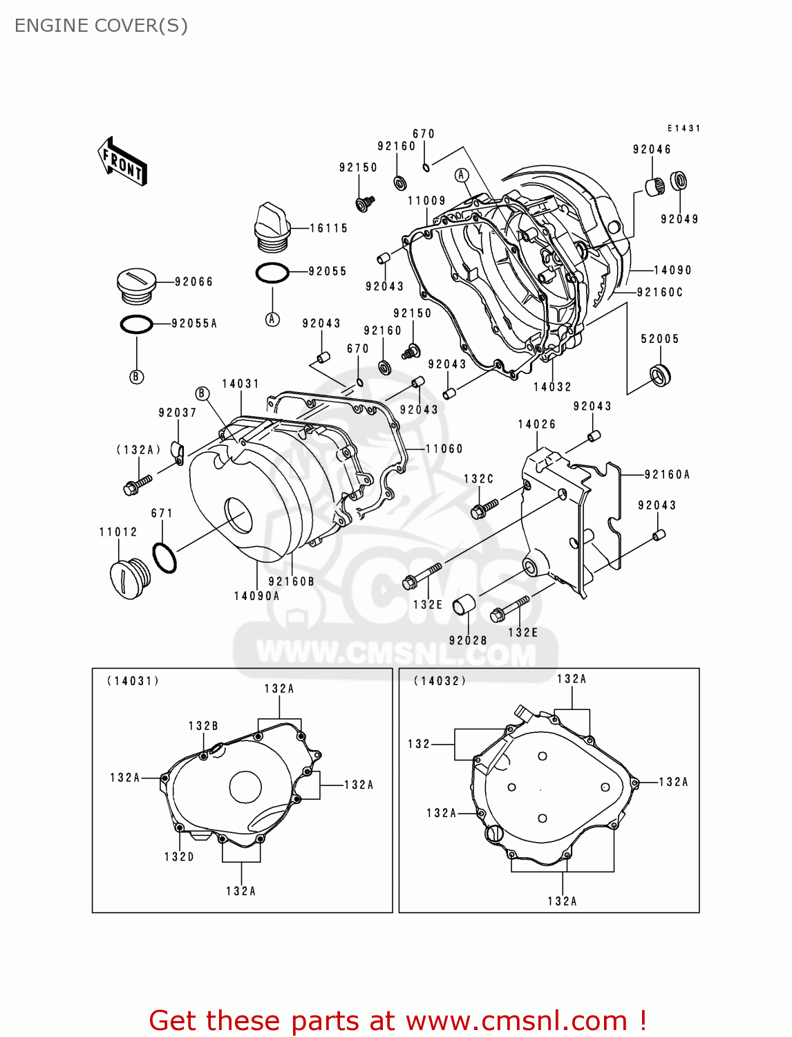 ENGINE COVER(S) EL250F2 ELIMINATOR 1996 FRANCE NL AR FG IT