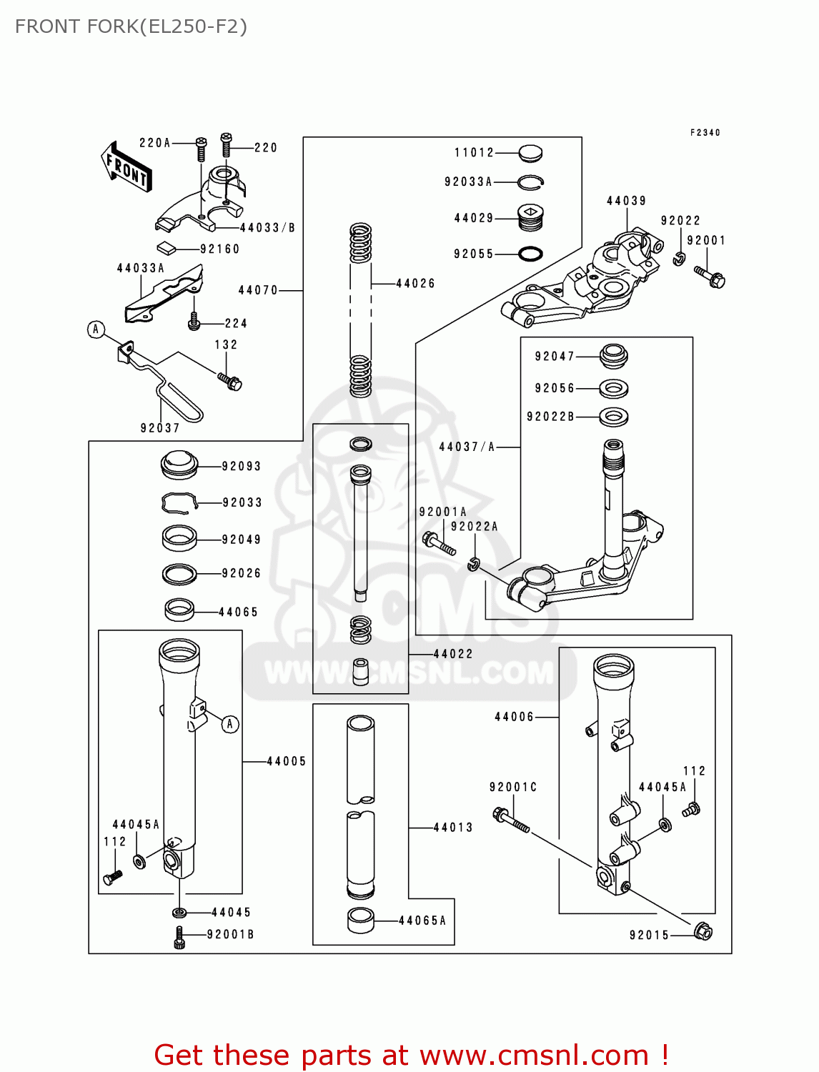 FRONT FORK(EL250-F2) EL250F2 ELIMINATOR 1996 FRANCE NL AR FG IT