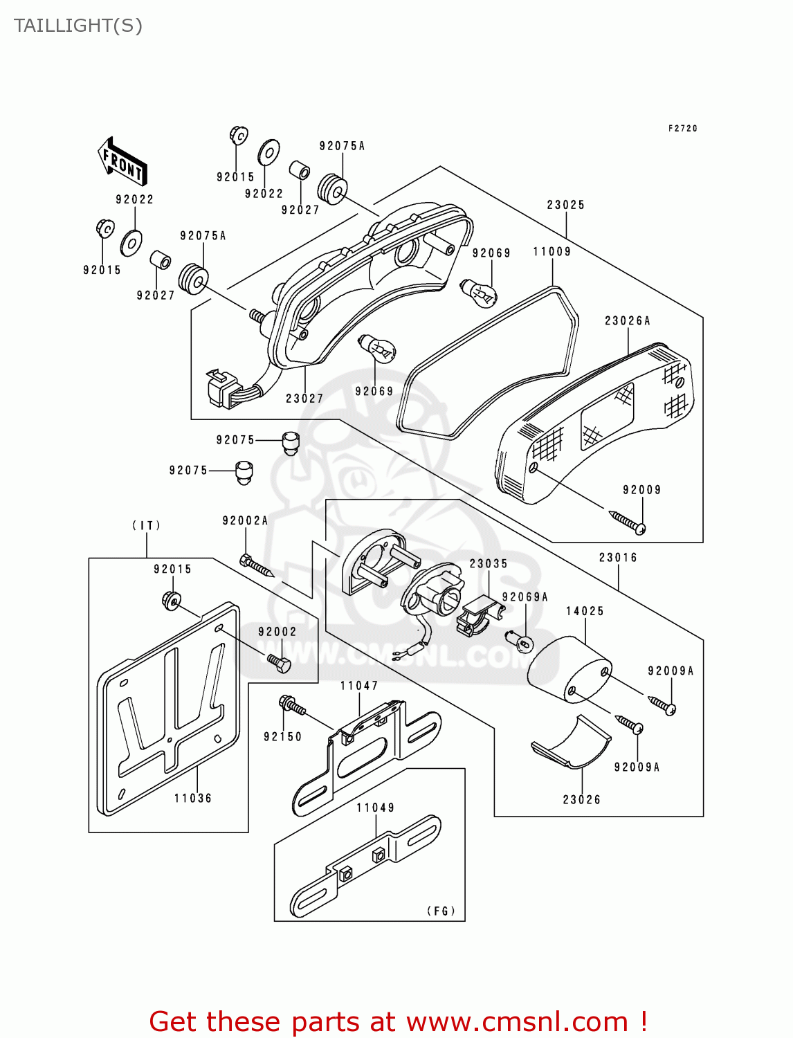TAILLIGHT(S) EL250F2 ELIMINATOR 1996 FRANCE NL AR FG IT