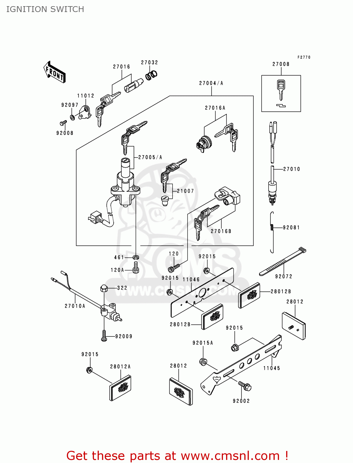 IGNITION SWITCH EL250F2 ELIMINATOR 1996 FRANCE NL AR FG IT