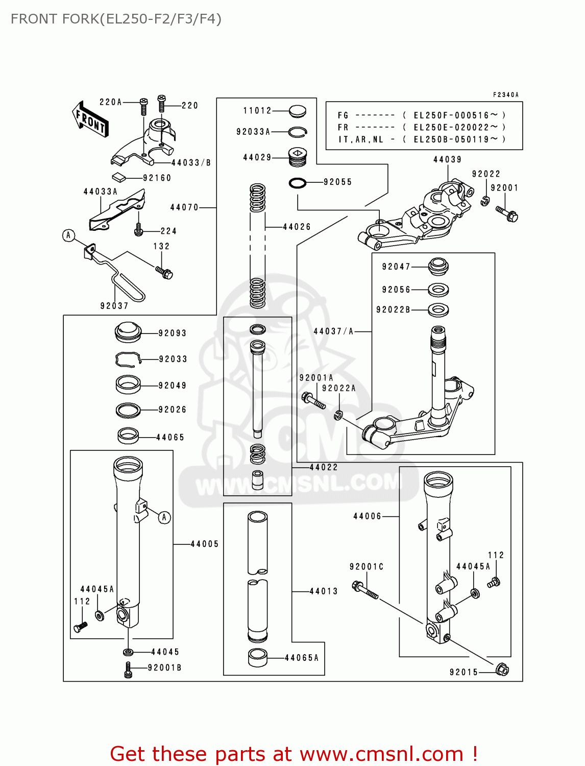 FRONT FORK(EL250-F2/F3/F4) EL250F3 ELIMINATOR 1997 NETHERLANDS AR