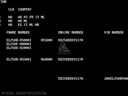 MODEL IDENTIFCATION - EL250F4 ELIMINATOR 1999 NETHERLANDS FG IT NR