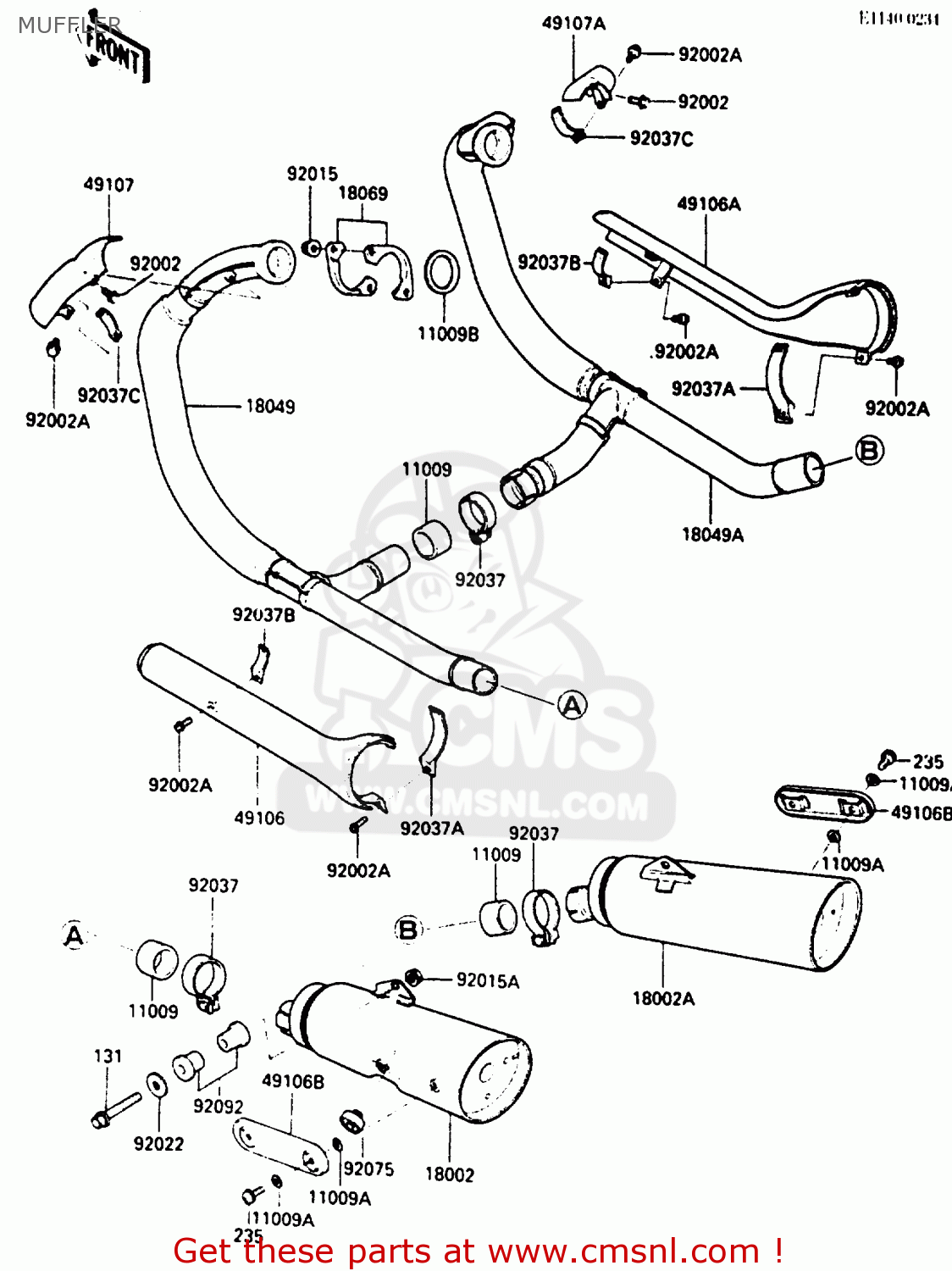 MUFFLER EN400A2 VULCAN 1986 CANADA / LIQUID COOLED