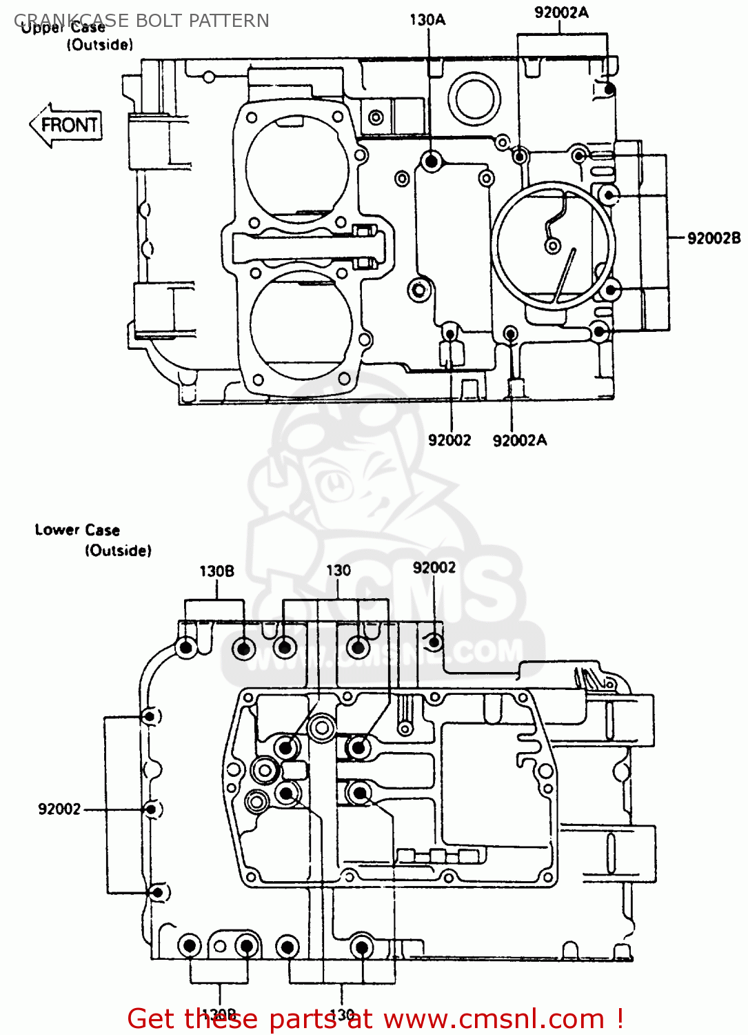 CRANKCASE BOLT PATTERN EN400A2 VULCAN 1986 CANADA / LIQUID COOLED