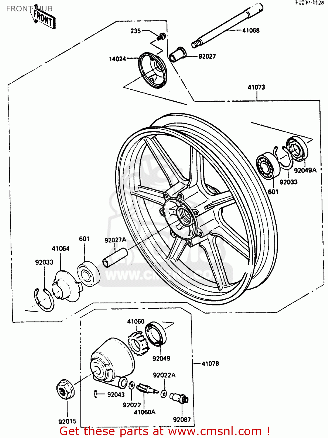 FRONT HUB EN400A2 VULCAN 1986 CANADA / LIQUID COOLED