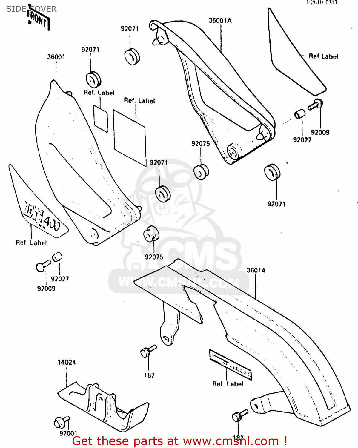 SIDE COVER EN400A2 VULCAN 1986 CANADA / LIQUID COOLED