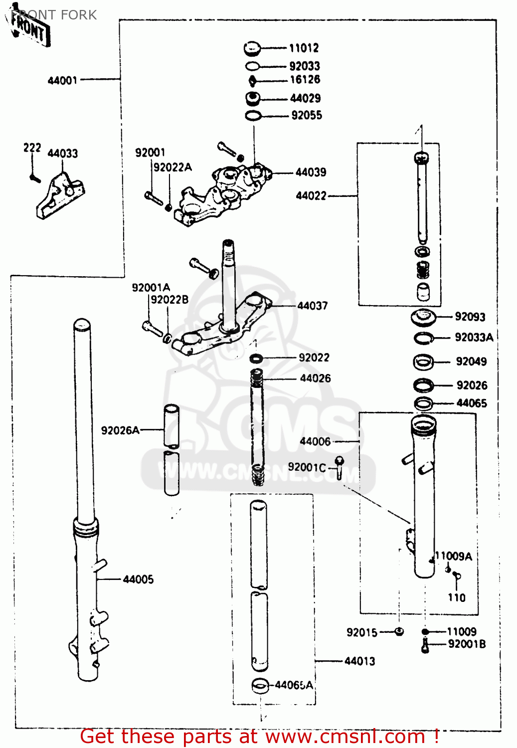 FRONT FORK EN400A2 VULCAN 1986 CANADA / LIQUID COOLED